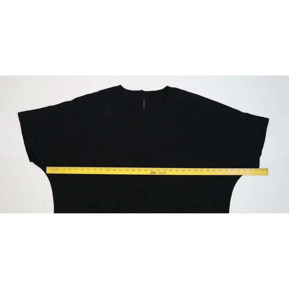 Tilley Silk Blouse Womens Plus 3XL Black Round Neck Dolman Sleeve Microfiber - Picture 5 of 10